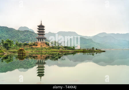 View of the Bai Dinh temple complex at Trang An, Vietnam Stock Photo