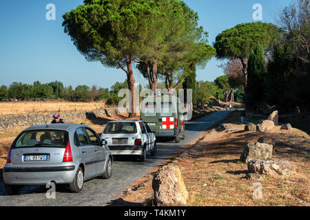 Rush hour along the Via Appia near Rome Stock Photo