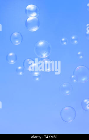soup bubbles isolated on blue background Stock Photo