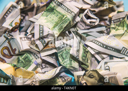 a lot of crumpled dollars  Stock Photo