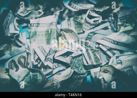 the crumpled dollars  Stock Photo