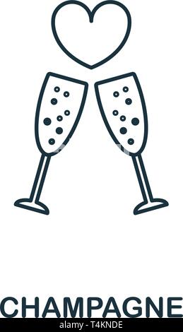 Champagne outline icon. Premium style design from honeymoon icons collection. Simple element champagne icon. Ready to use in web design, apps, softwar Stock Vector