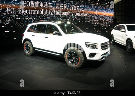 Mercedes Benz GLB concept receiving its world premiere at the 2019 Shanghai Auto Show Stock Photo