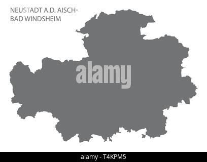 Modern Map Neustadt Aisch Bad - Neustadt Ad Aisch Bad Windsheim Grey County Map Of Bavaria Germany T4kpm5 