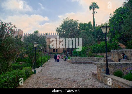 Andalusian gardens in Udayas kasbah. Kasbah of the Udayas is a small fortified complex and a symbol of the Almohad arquitecture, added to the UNESCO W Stock Photo