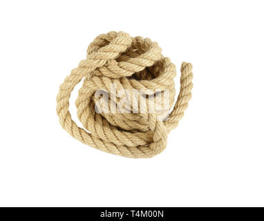 rope made of coarse hemp.isolate on white background without shadows. easy to cut for your project. Stock Photo