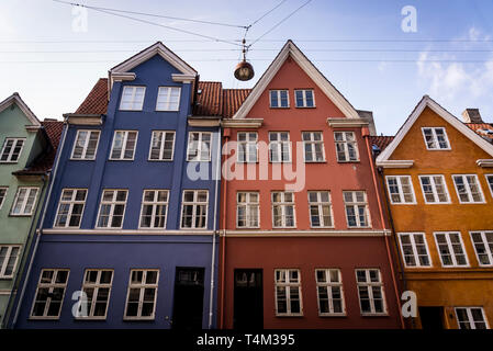 Colourful historical houses in Landemarket Street in the Old Town, Copenhagen, Denmark Stock Photo