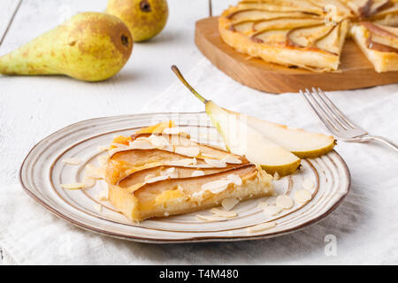 Puff pastry pies with cheese and pear in a plate Stock Photo