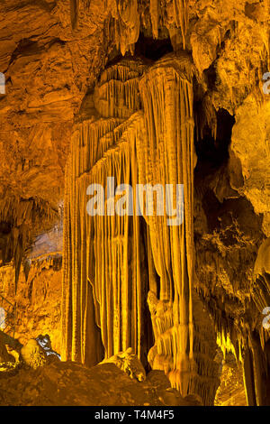 waterfall, Dim Magarasi flowstone cave, Kestel, Alanya, Province Antalya, Turkey Stock Photo