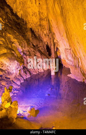 little lake inside Dim Magarasi flowstone cave, Kestel, Alanya, Antalya Province, Turkey Stock Photo