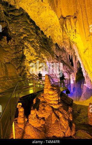 little lake inside Dim Magarasi flowstone cave, Kestel, Alanya, Antalya Province, Turkey Stock Photo