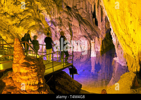 little lake inside Dim Magarasi flowstone cave, Kestel, Alanya, Antalya Province, Turkey Stock Photo