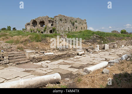 remains of a Byzantine hospital from the 6th century, Side, province Antalya, Turkey Stock Photo