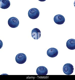 Seamless blueberries Pattern. 3d realistic vector berries Stock Vector