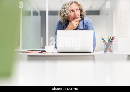 Senior as experienced business woman working on laptop computer during project planning Stock Photo