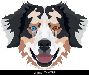 Illustration Australian Shepherd | For all Dog owners. What you love about his dog? Puppy dog eyes, wagging tail, smiling, barking. The Australian S