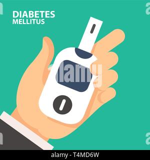 World Diabetes Day - blood sugar test with Glucose Meter Stock Vector