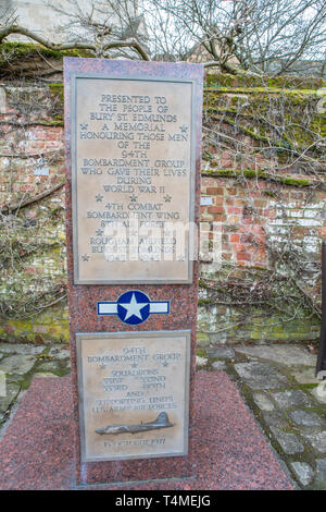 USAF World War ll memorial seat, Bury St Edmunds, Suffolk, UK Stock Photo