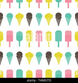Colorfull Vector Ice cream repeat seamless pattern. Bright colors Stock Vector