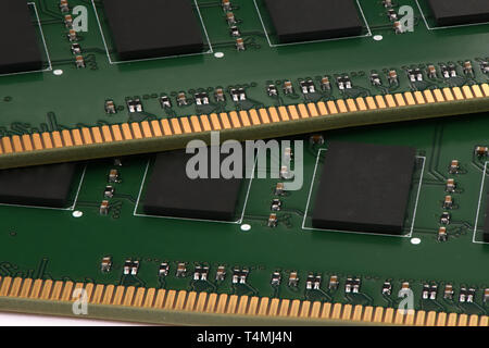 Background of new computer memory chip board Stock Photo