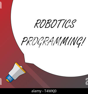 Handwriting text Robotics Programming. Conceptual photo software that used to perform autonomous tasks Huge Blank White Speech Bubble Occupying Half o Stock Photo
