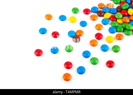 colorful chocolate buttons on a white background Stock Photo