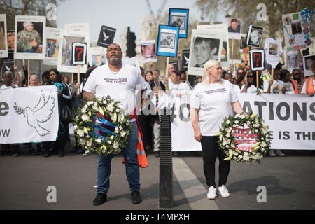 Anti knife crime protesters backed by mothers of knife crime victims demonstrate in central London to call on the government to do more in tackle youth violence. Stock Photo