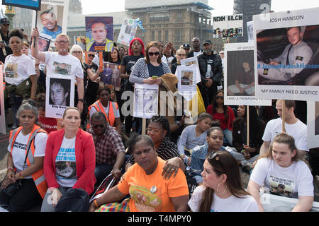 Anti knife crime protesters backed by mothers of knife crime victims demonstrate in central London to call on the government to do more in tackle youth violence. Stock Photo