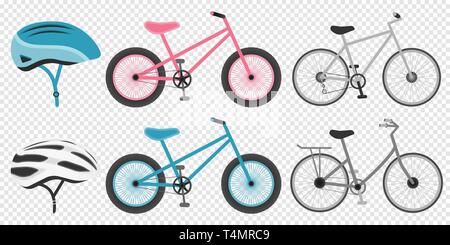 Bike and cycling accessories set colored icons set with biker helmet isolated vector illustration Stock Vector