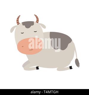 A funny cow is asleep. Vector illustration for your design Stock Vector