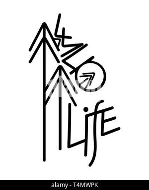 Wild Life. Sticker on the glass. Minimalistic inscription for a poster, card, cutting plotter. Vector illustration quote about travel, tourism. Letter Stock Vector