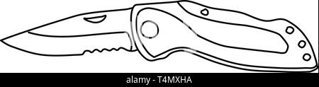 Jackknife sketch. Vector line illustration Stock Vector