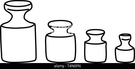 Row of caliebration weights on white background Stock Vector