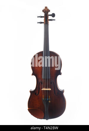 Photo of antique violin, isolated on white Stock Photo