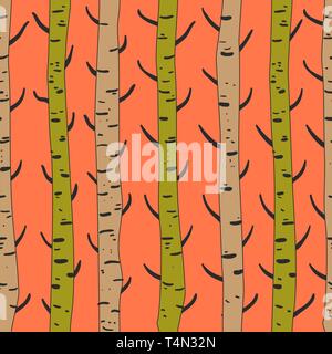 Seamless vector texture with birds and trees Stock Vector