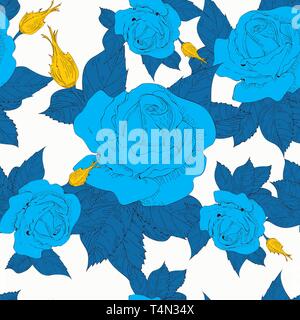 Seamless vector texture with drawing roses Stock Vector
