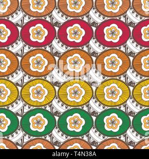 Seamless vector texture with drawing tribal flowers Stock Vector Image ...