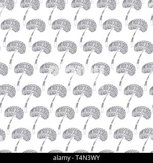 Seamless vector texture with abstract tribal mushrooms Stock Vector