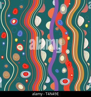 Seamless vector texture with drawing original waves Stock Vector