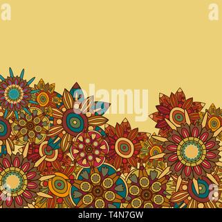 Abstract vector dark background with multicolor floral pattern Stock Vector