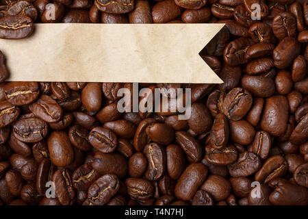 Roasted coffee with paper label tag Stock Photo