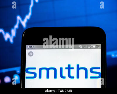 In this photo illustration a Smiths Group plc logo seen displayed on a smart phone Stock Photo