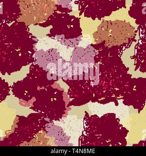 Vector beige seamless texture with red drawing flowers Stock Vector