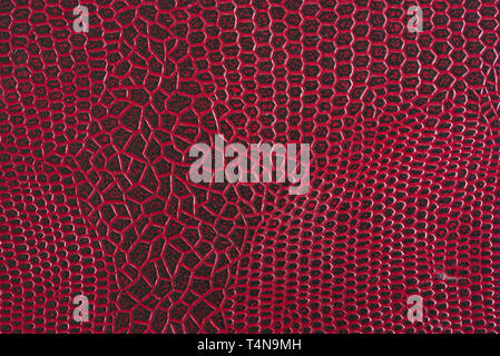 texture, red leather background. Crocodile skin effect Stock Photo