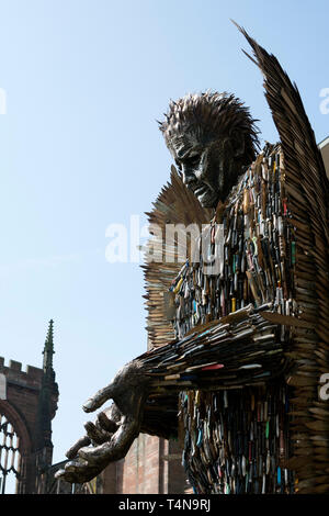 The Knife Angel sculpture outside Coventry Cathedral, UK Stock Photo