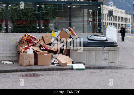 Cardboard piled high Stock Photo