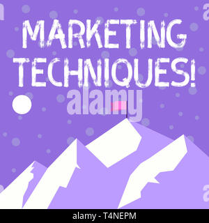 Handwriting text writing Marketing Techniques. Conceptual photo business s is overall game plan for reaching showing Mountains with Shadow Indicating  Stock Photo
