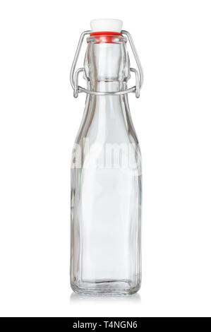 Blank empty bottle with vintage swing top isolated on white background Stock Photo