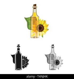 Isolated object of sunflower and food  symbol. Collection of sunflower and pure  stock vector illustration. Stock Vector