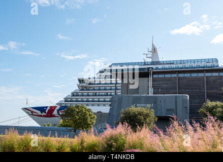 Cherbourg, France - September 01, 2018: Vista class cruise ship Arcadia in the port of Cherbourg-Octeville . France Stock Photo